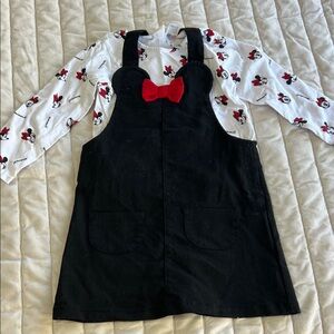 H&M Disney Black Minnie Mouse Pinafore Dress with Red Bow